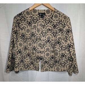 AGB Women's Tiered Black Beige Floral‎ Brocade Bolero Jacket Cardigan 18W